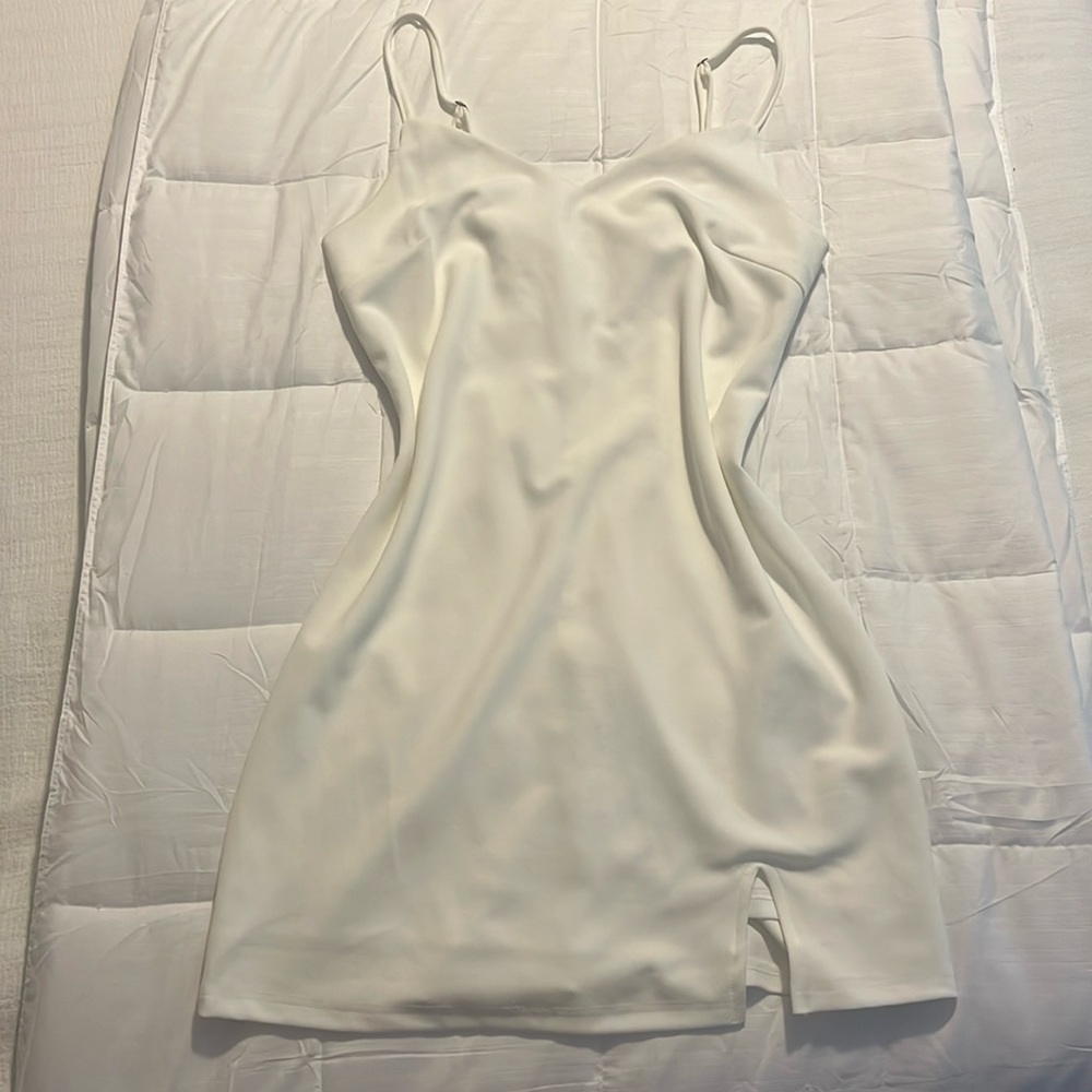 She + Sky Lined White Mini Dress
